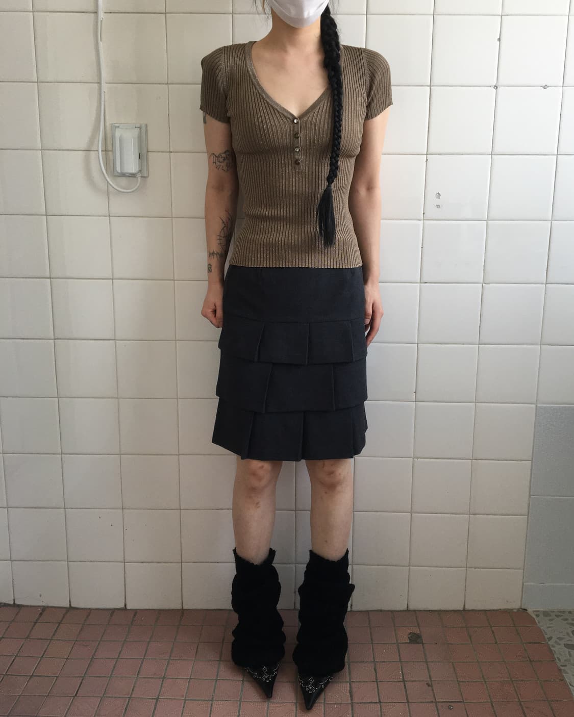 Ribbon point frill layer skirt 상품이미지5