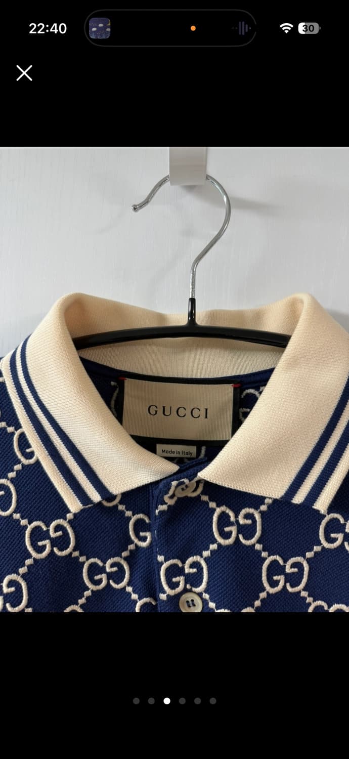 구찌 스트레치 코튼 폴로 다크블루(S) 상품이미지3