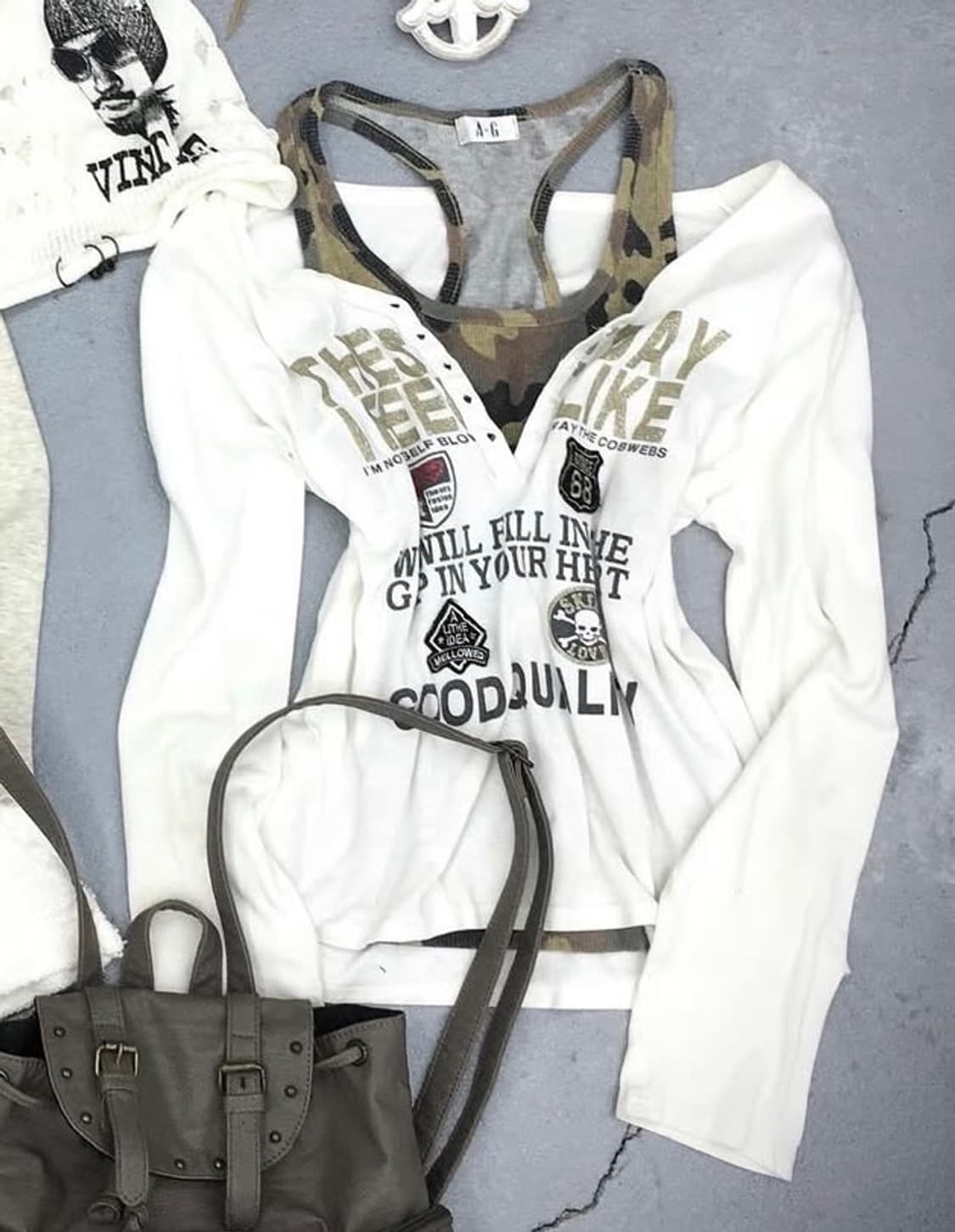 큐빈 큐빈티지 레이어드 y2k 슬리브 상품이미지1