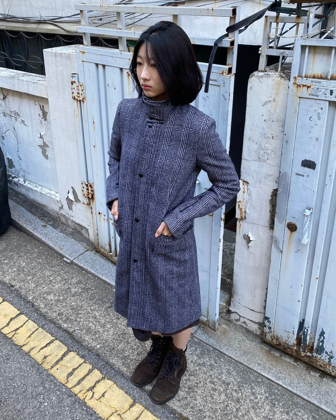 디젤 글렌 체크 울 코트 상품이미지7