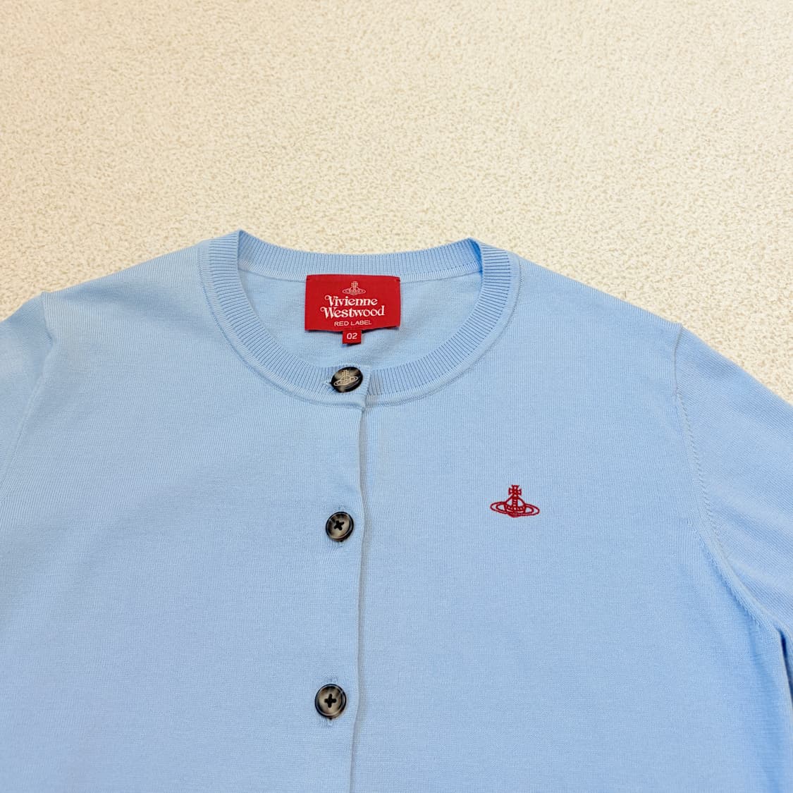 비비안웨스트우드 베이직 코튼 가디건 파스텔 블루 상품이미지2