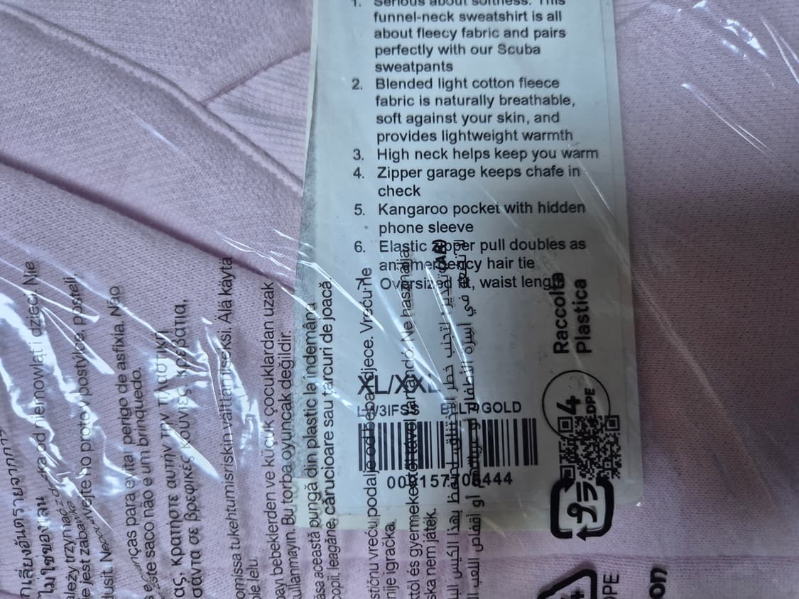 (새상품) 룰루레몬 스쿠바 오버사이즈 퍼널넥 딸기우유 상품이미지3