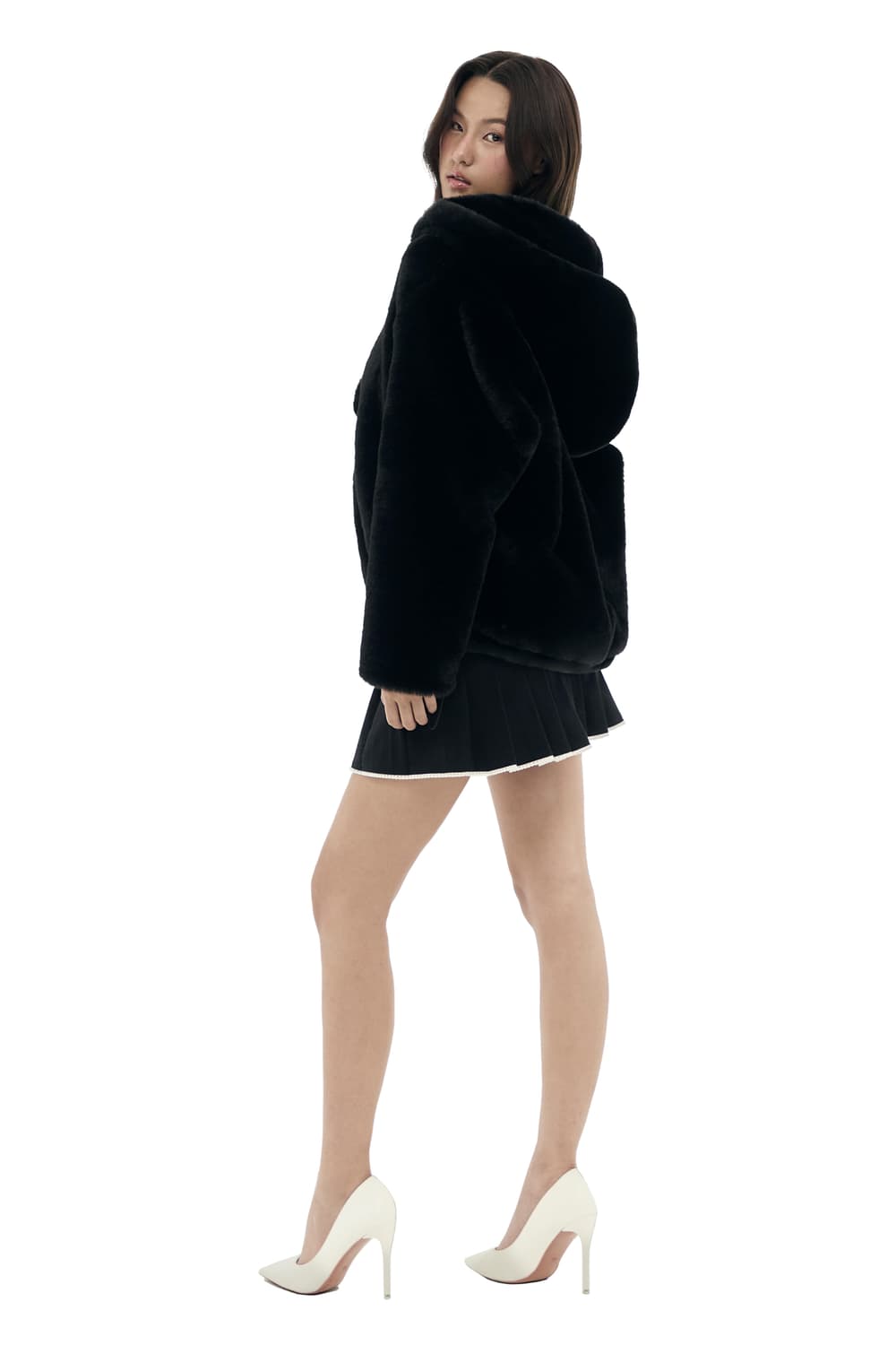 Kleesier Peach pudding fur jacket, Black 상품이미지4