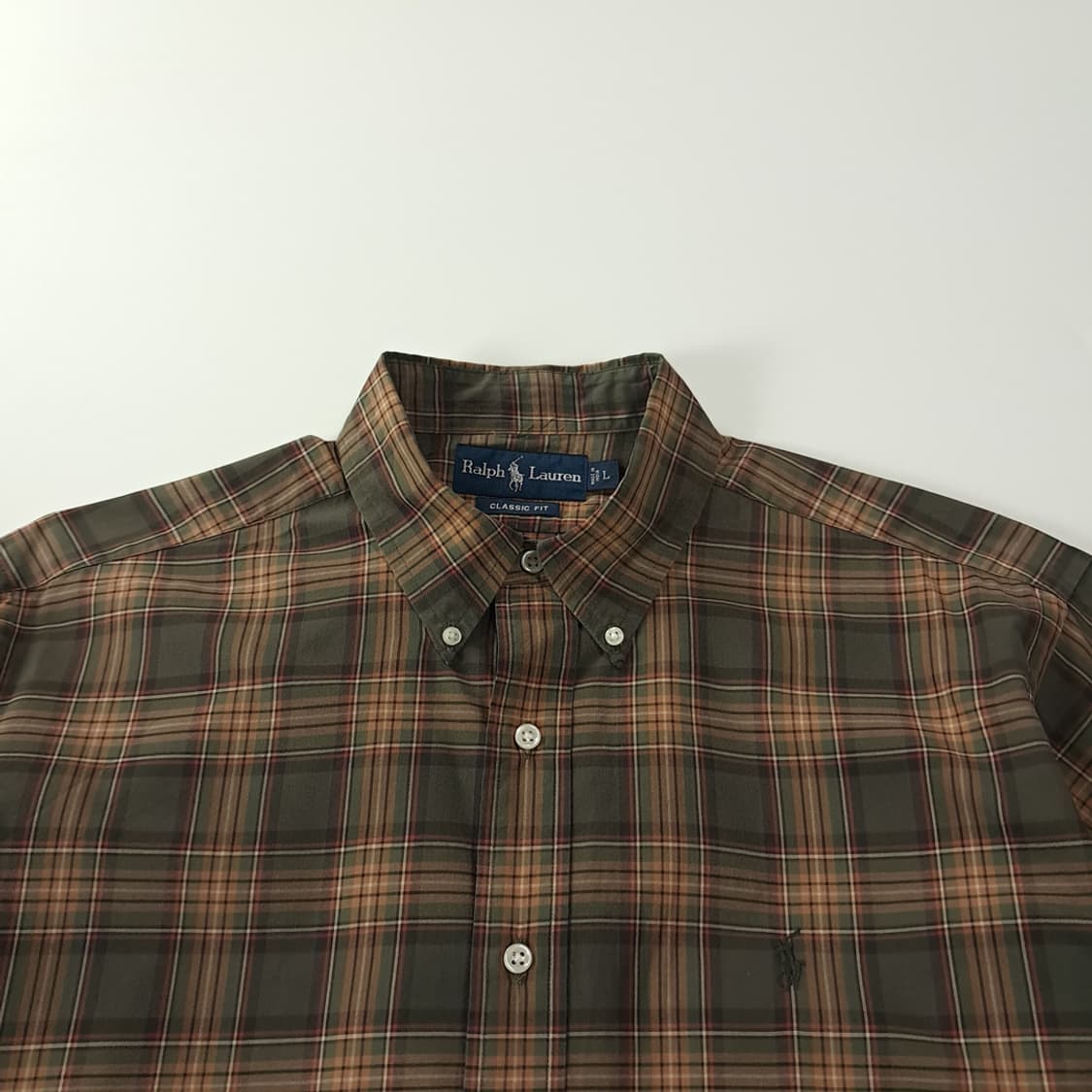CK293 L 폴로 90s 클래식 타탄체크 올리브 셔츠 남방 상품이미지2