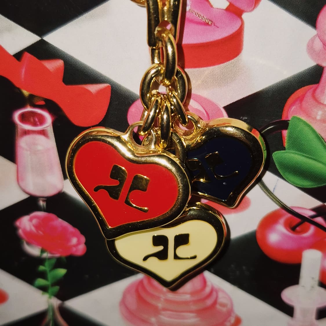 90s 꾸레쥬 프렌치 하트 트럼프 레이어드 키링 상품이미지9