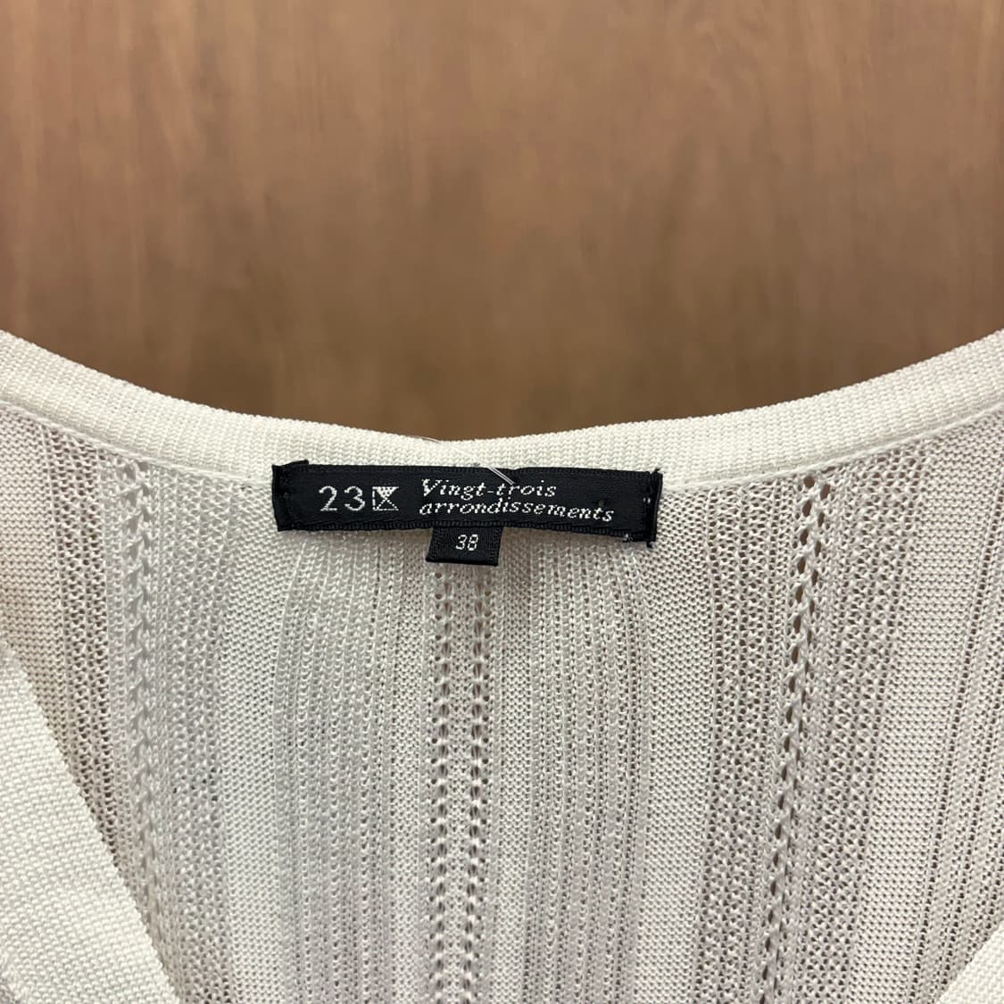 빈티지 긴팔 브이넥 가디건 세로 골지 소매 리브 마감 디테일 아이보리 상품이미지6