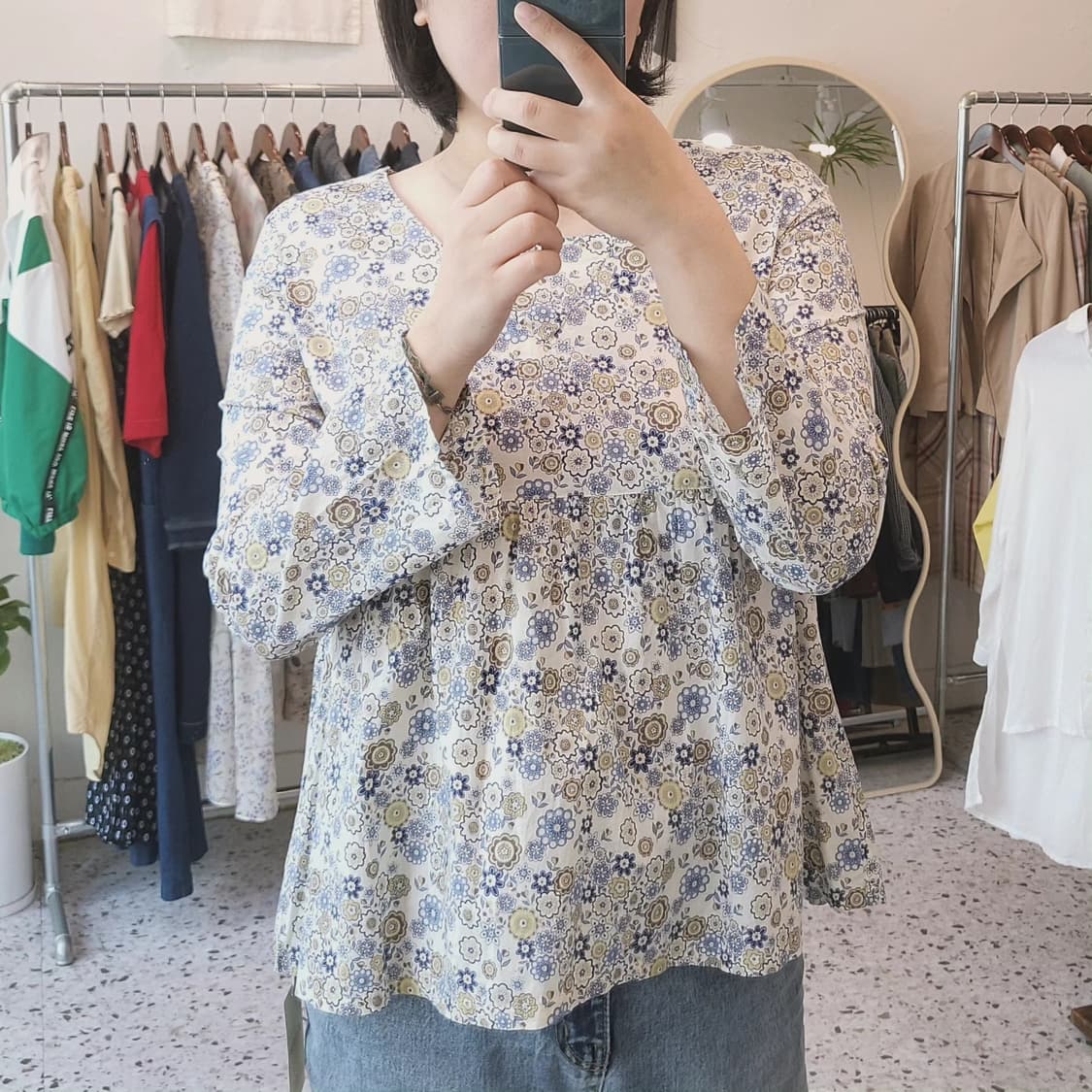 플라워패턴 면블라우스 상품이미지10