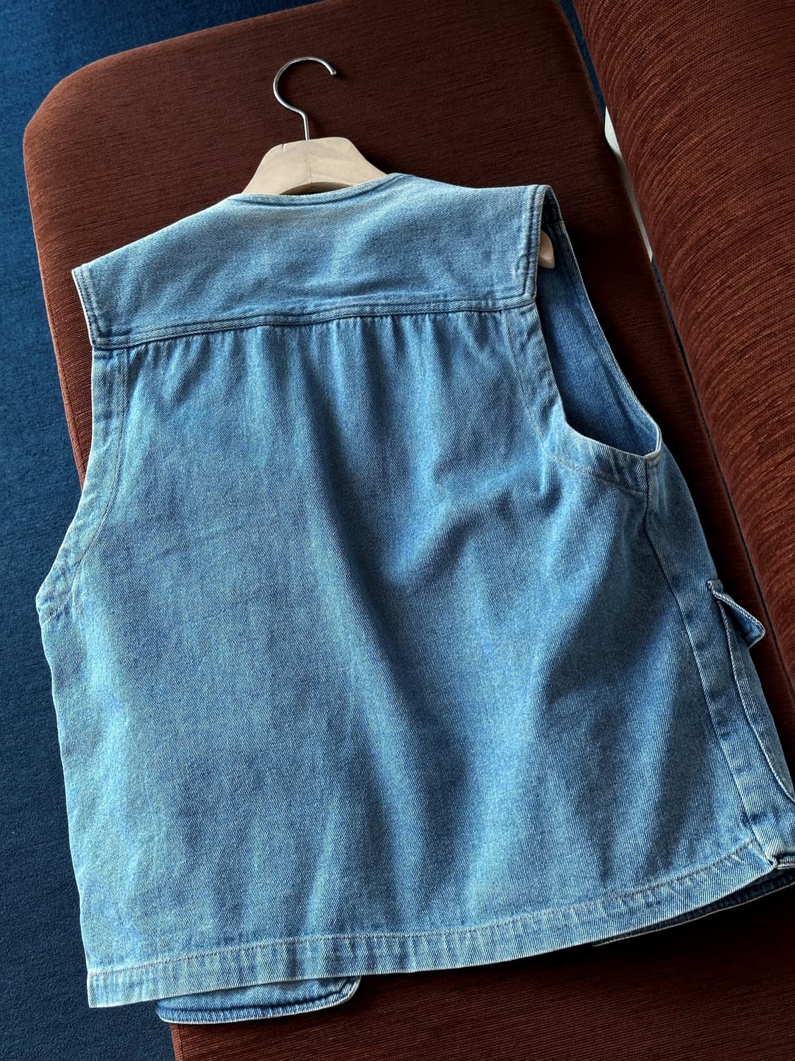 Washed denim fabric utility vest 상품이미지9