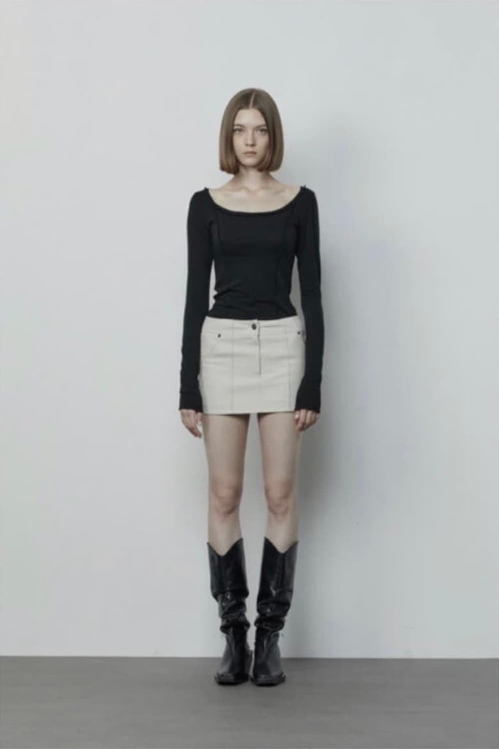 보헤미안서울 힙행거 레더 스커트 M 아이보리 상품이미지4