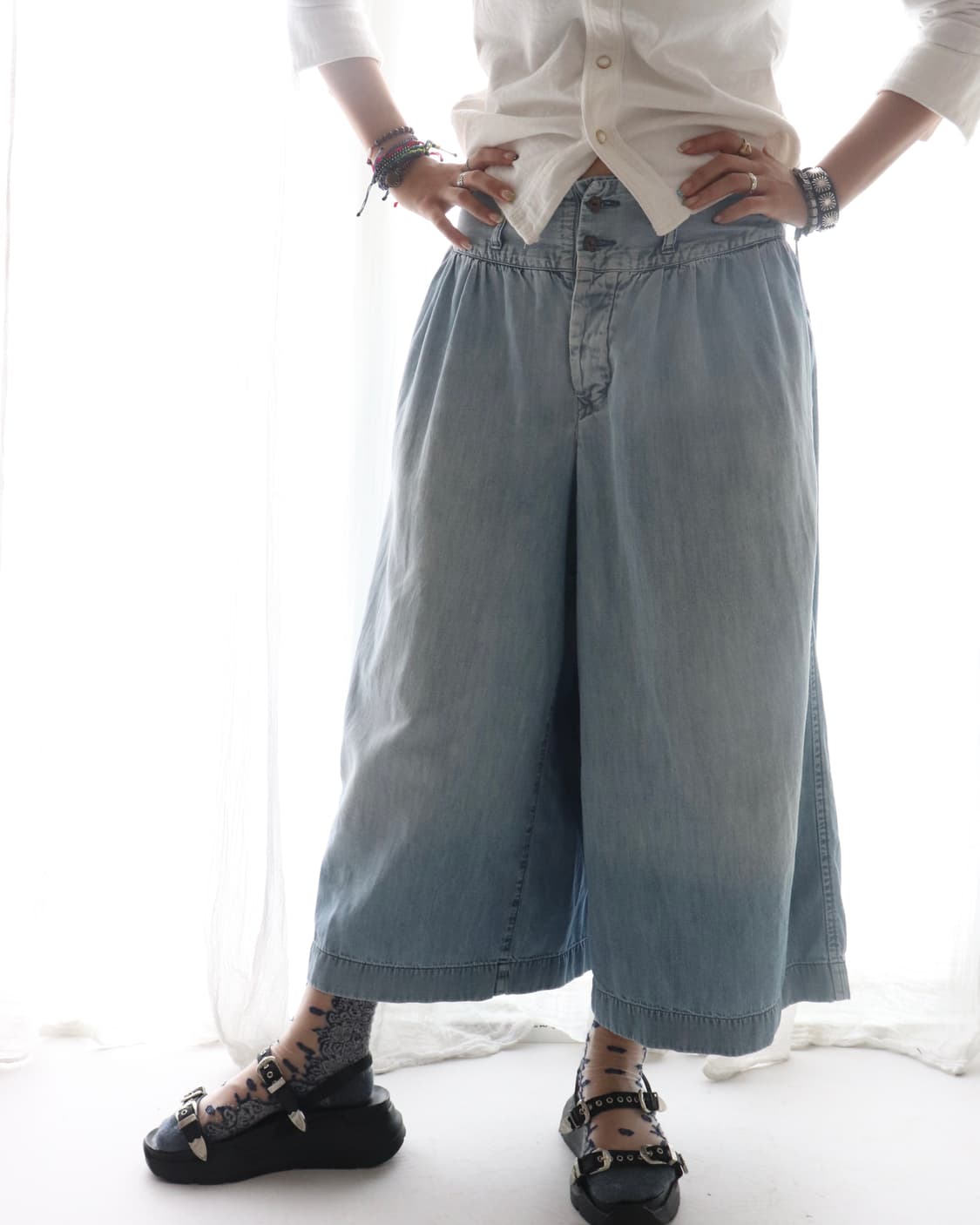 [45rpm] Light Denim Culottes Pants 상품이미지3