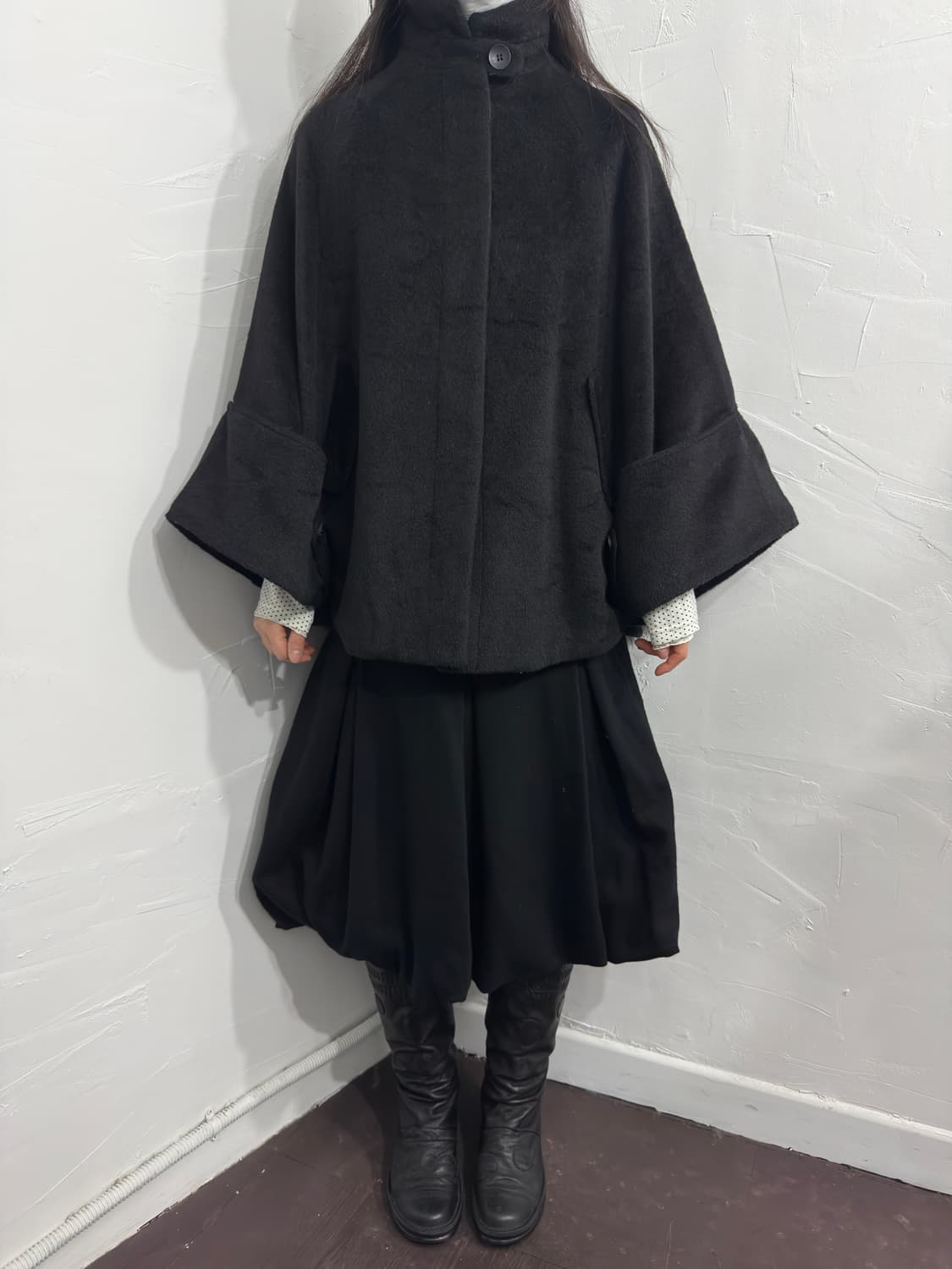 ribbon detail cape coat 상품이미지2