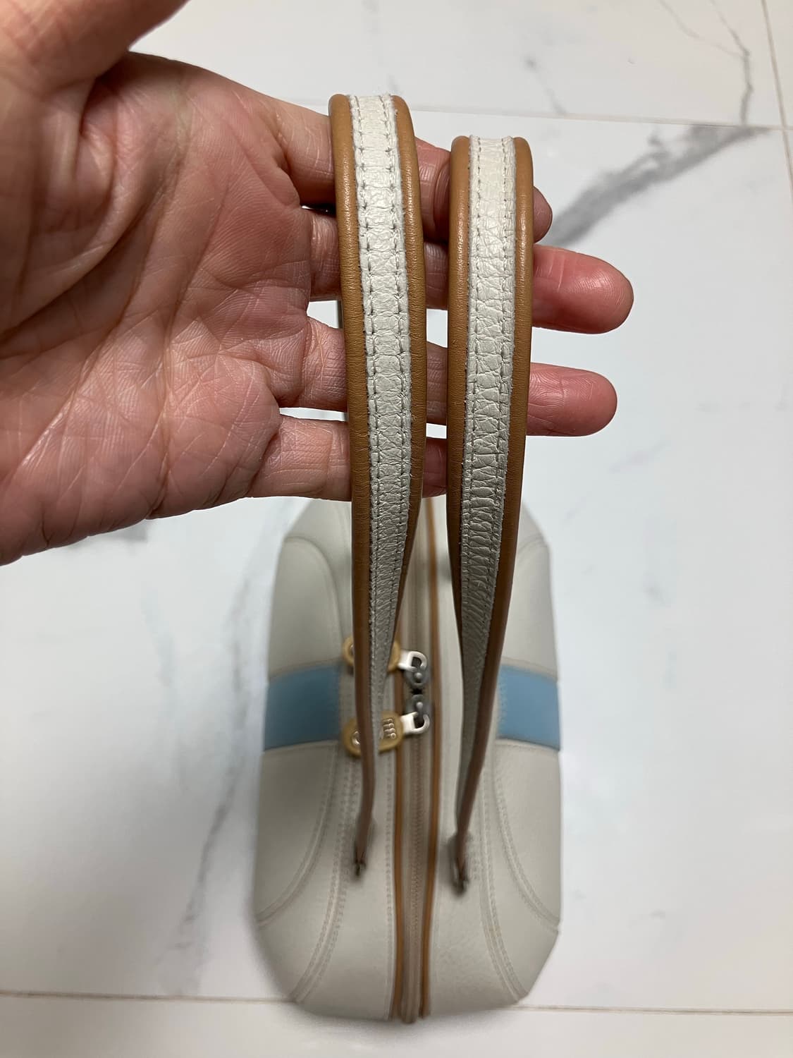 희귀 스페인 브랜드 Alaluna  시그니쳐 스트라이프 보울러 숄더백 상품이미지6