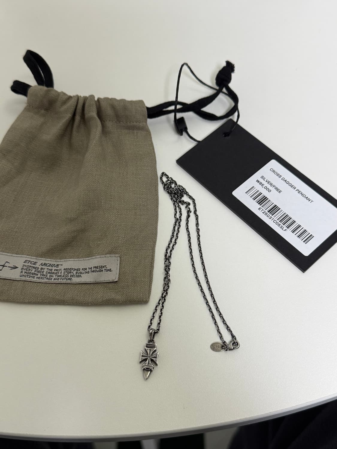 새상품 ETCE 크로스대거 팬던트 실버목걸이 상품이미지1