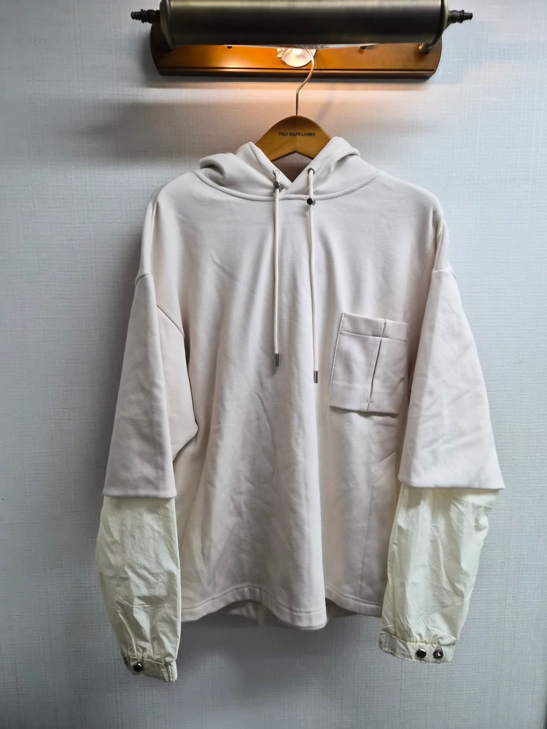 105) 지오송지오 레이어드 후드 티셔츠 크림컬러 팝니다 상품이미지1