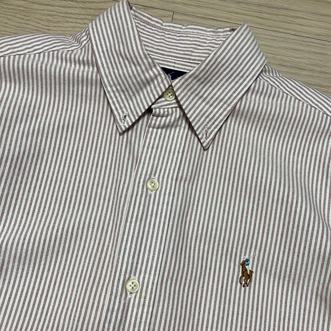[Polo] 90s 폴로 랄프로렌 스트라이프 셔츠 연핑크 상품이미지3