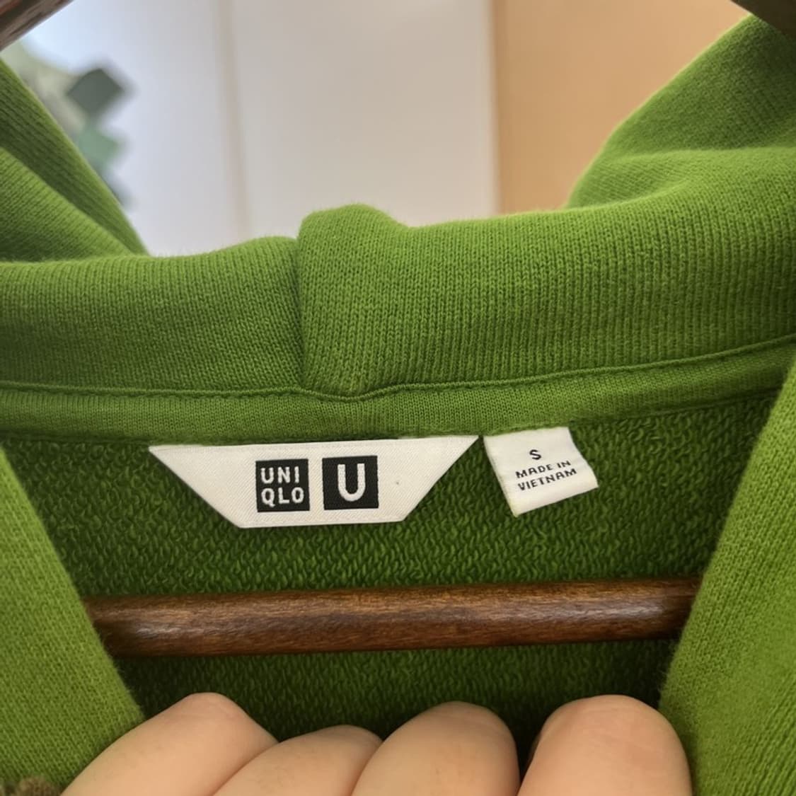 유니클로 U 르메르 오버핏 트임 잔디그린 후드티 S C10744 상품이미지5