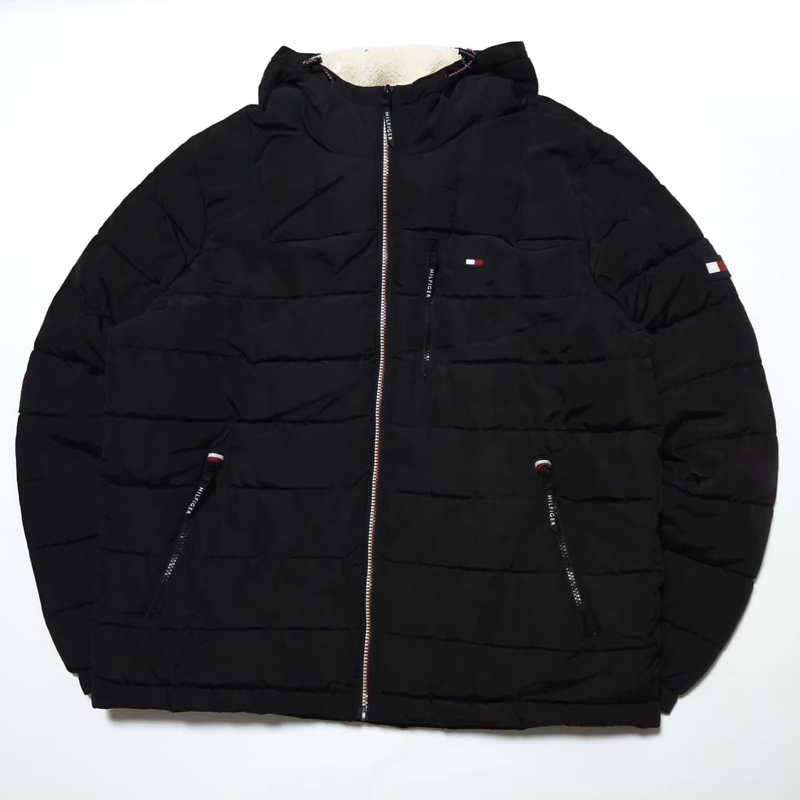 타미힐피거 플리스 후드 패딩 자켓 블랙 상품이미지1