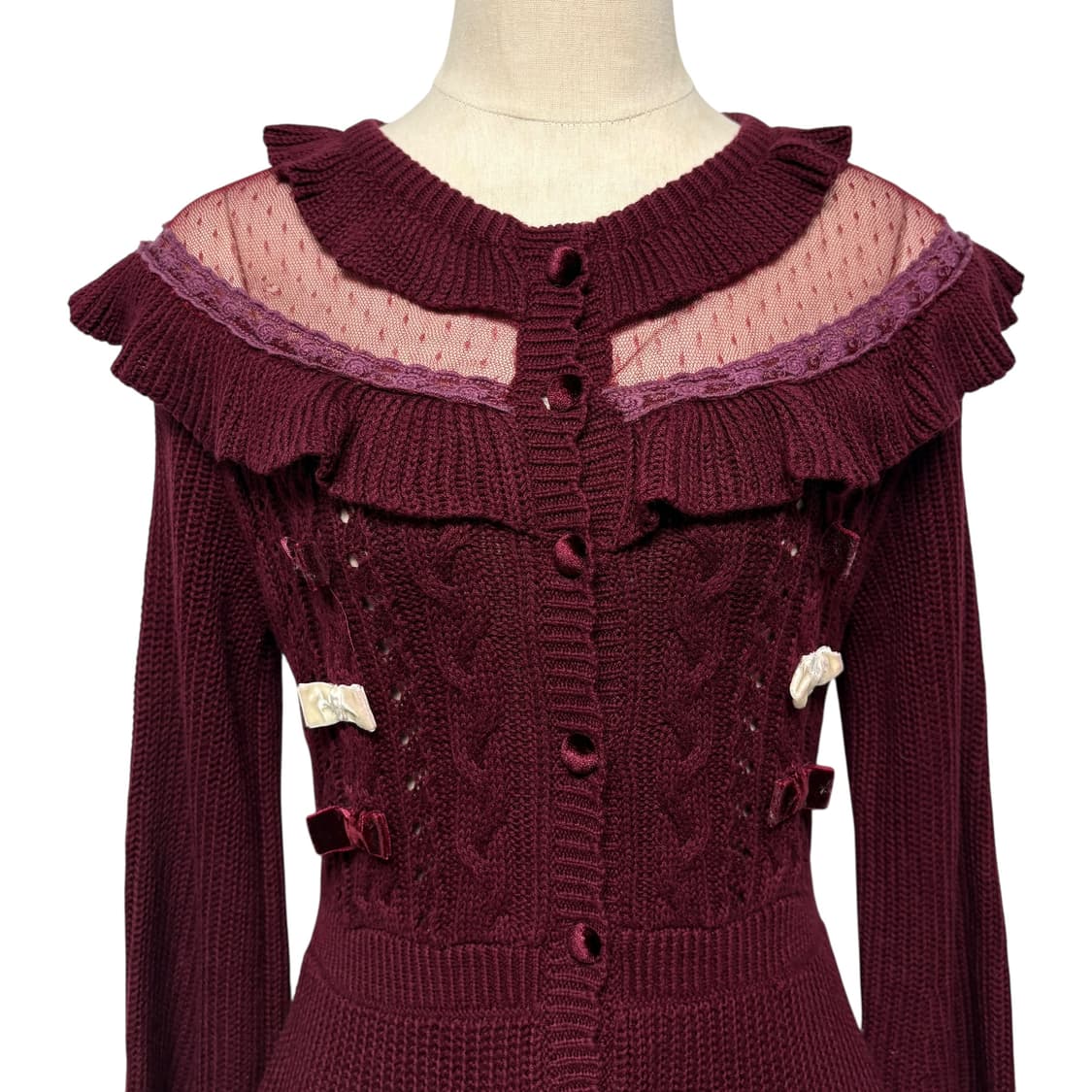 3802 리즈리사 시스루 리본 프릴 니트원피스 상품이미지2