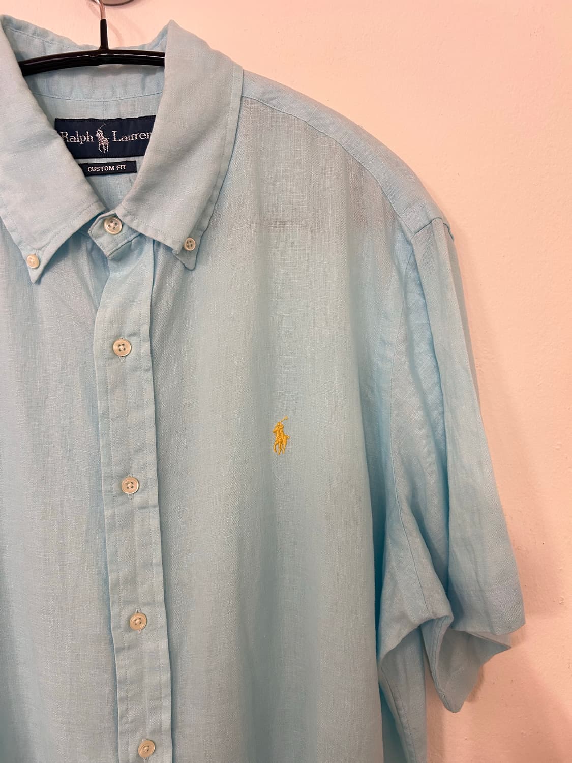 폴로 랄프로렌 하늘색 리넨 반팔 셔츠 L 상품이미지4