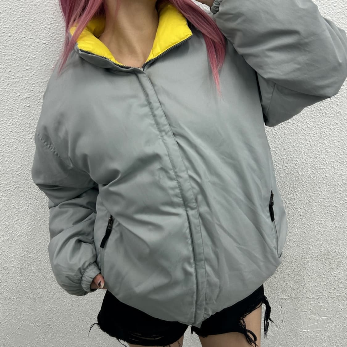 나이키 ACG 옐로우 배색 리버시블 그레이 패딩 L 상품이미지2