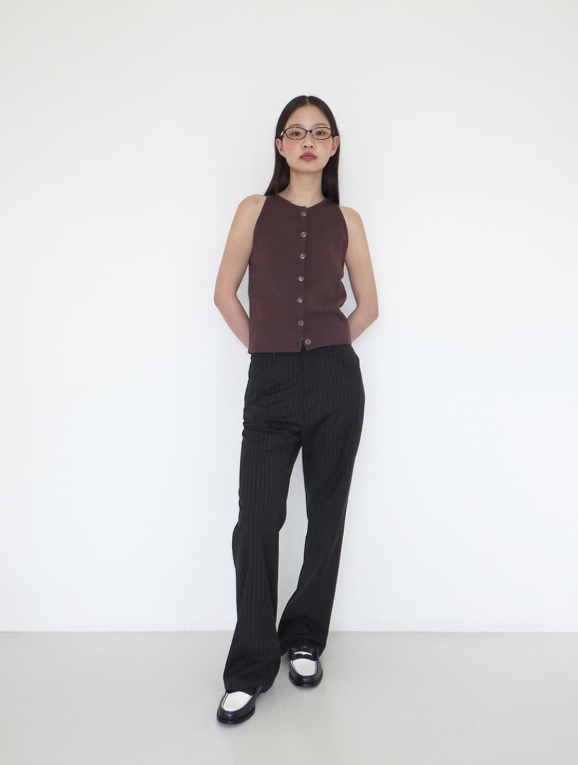 90s pinstripe loose slacks 상품이미지2