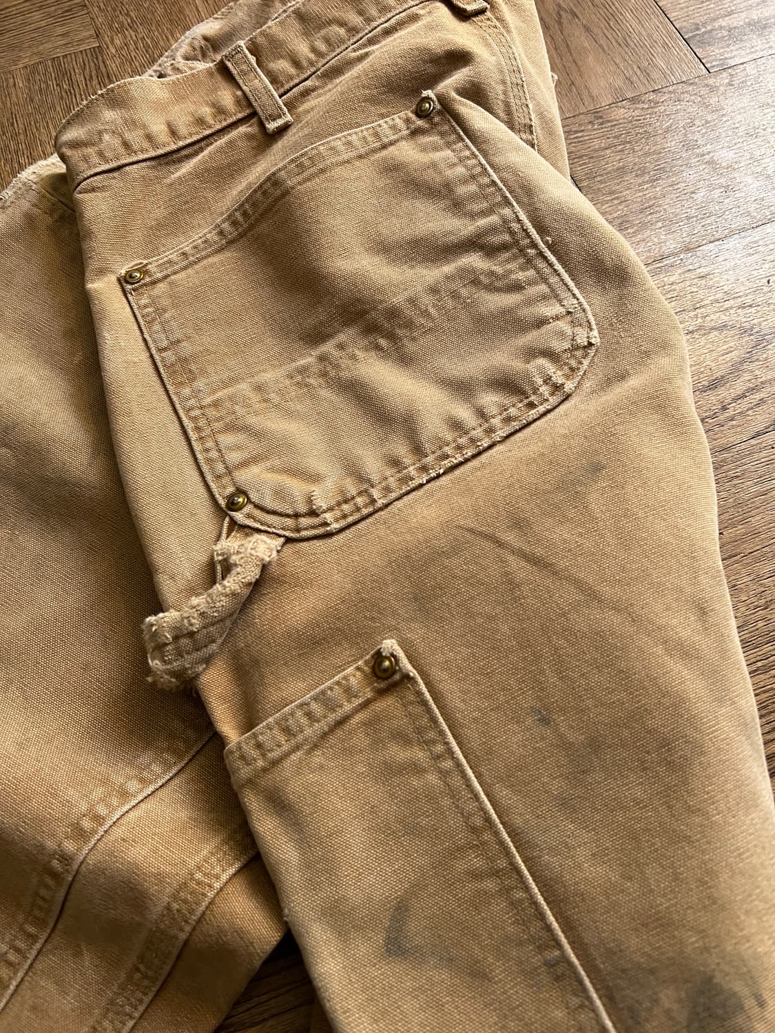 [34]칼하트 Made in USA 더티워싱 브라운 더블니 워크 팬츠 상품이미지6