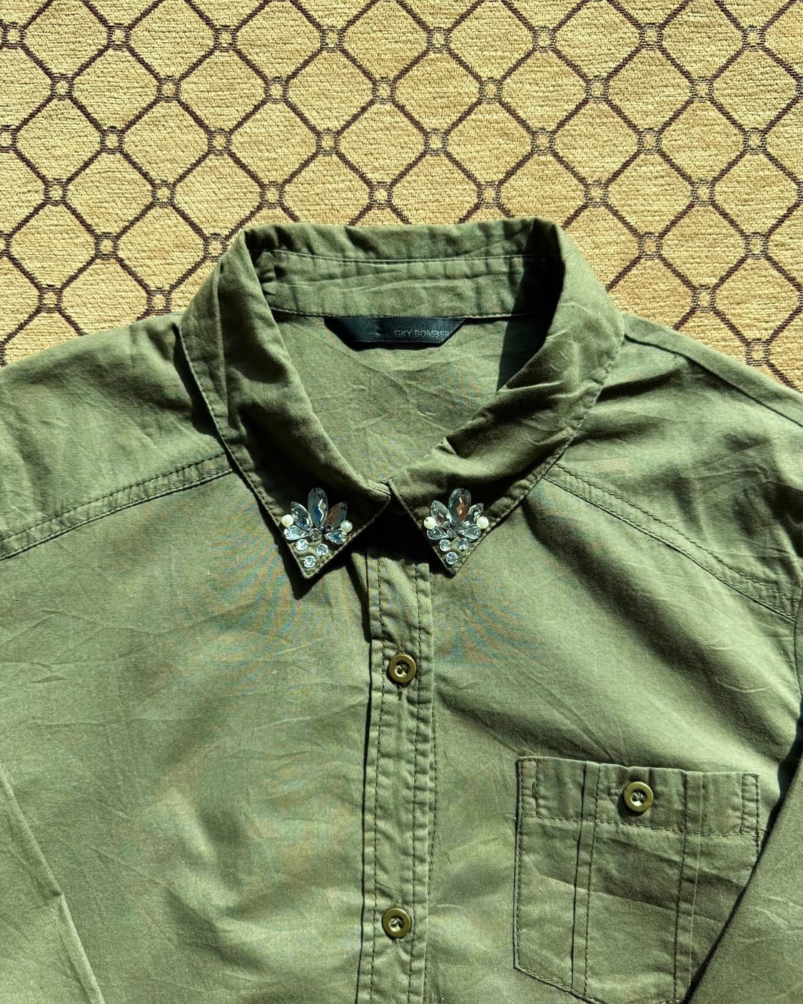 카키 카라 디테일 셔츠 상품이미지1