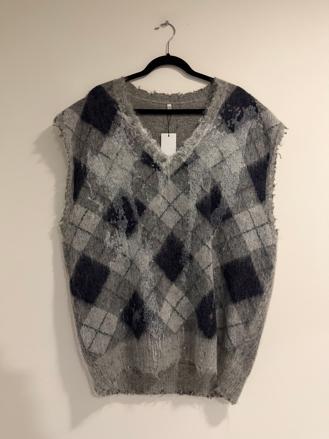 R13 아가일 니트 베스트 그레이 상품이미지1