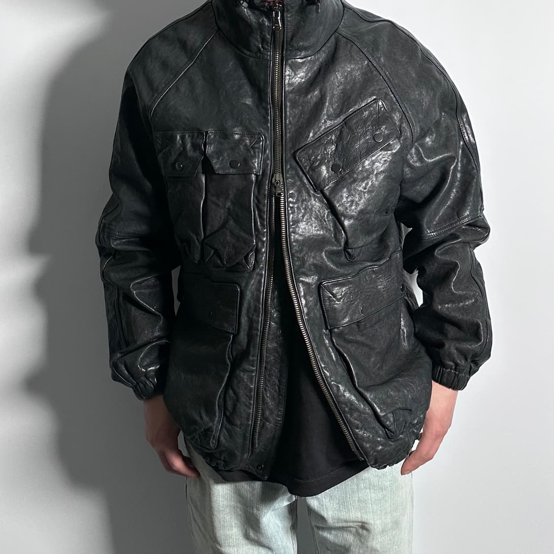 레저렉션 쉽스킨 후디 바이커 자켓 (on.567)   상품이미지1