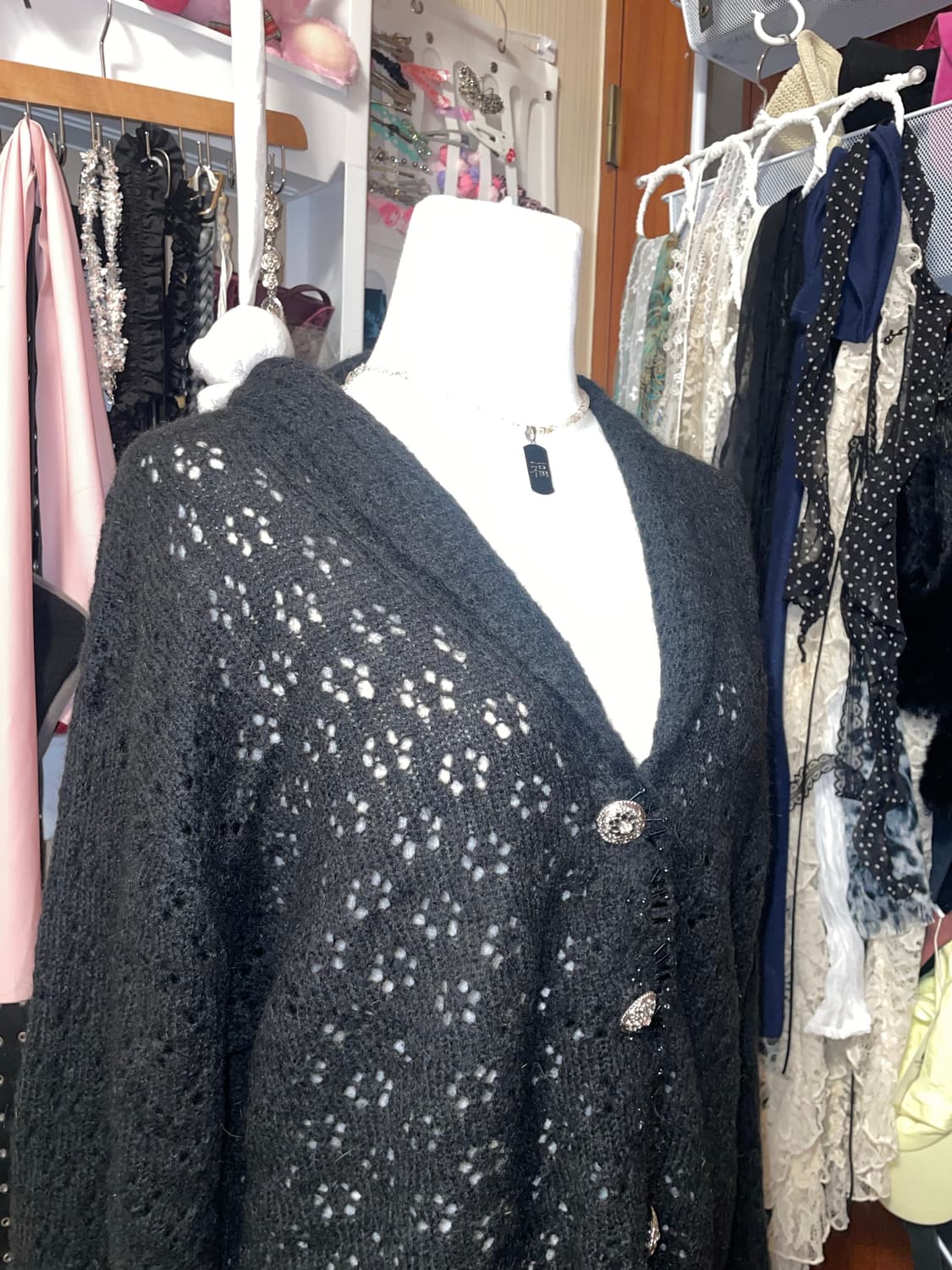 비즈 뜨개 블랙 가디건 상품이미지4