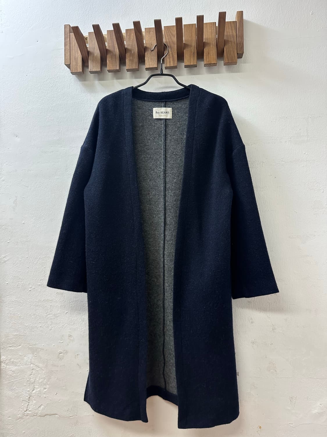 일본빈티지 Ray BEAMS 레이빔즈 울 블렌드 오픈 롱 코트 상품이미지2