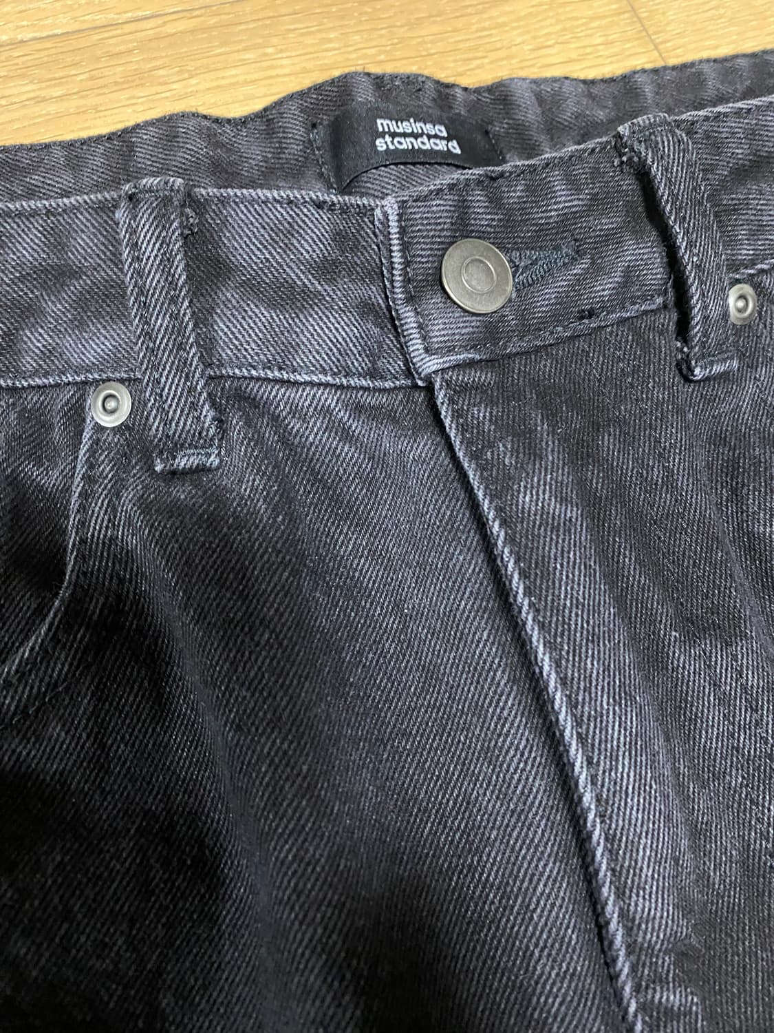 무신사 스탠다드 빅 와이드 데님 팬츠 워시드 블랙 34 무탠다드 청바지 상품이미지2