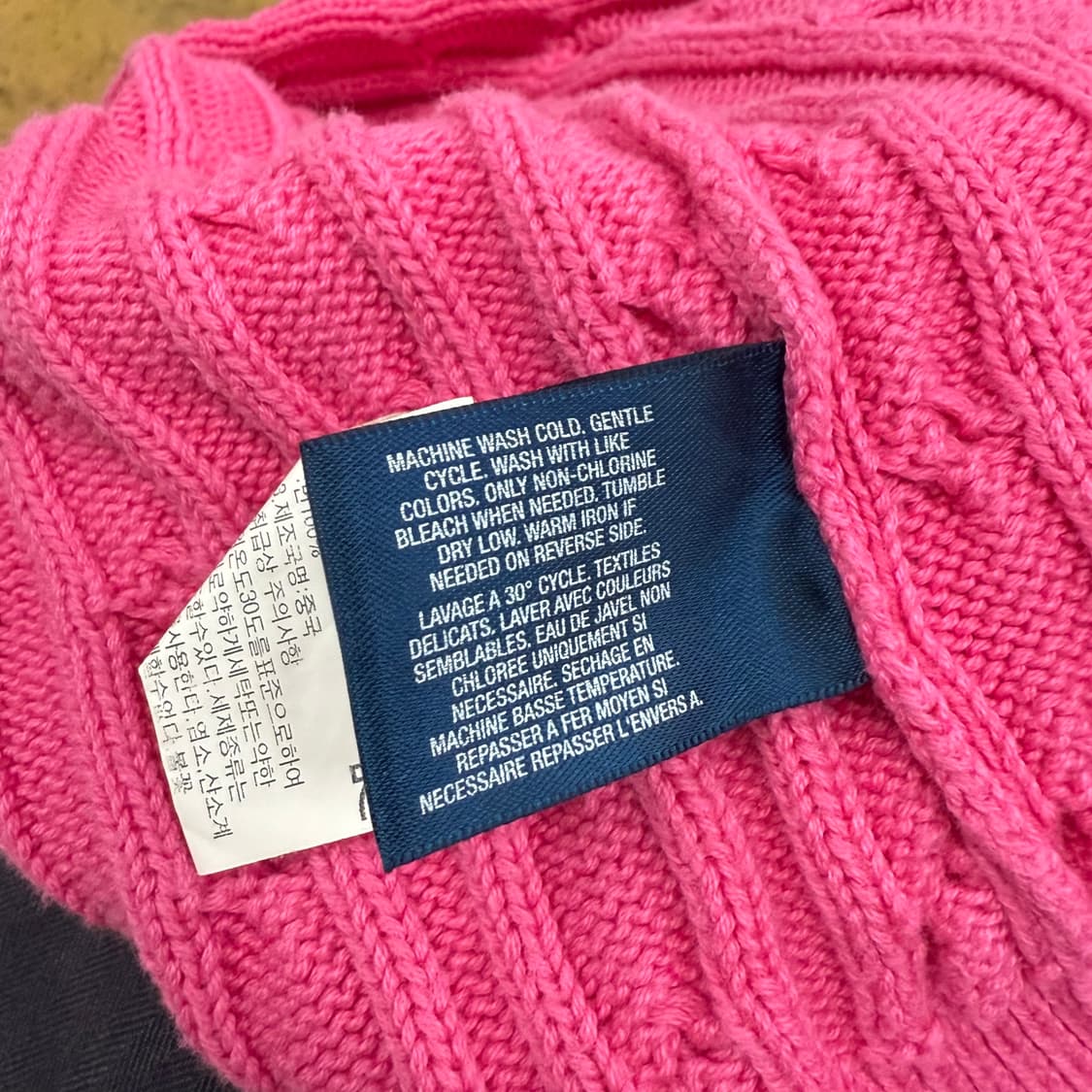폴로 랄프로렌 핑크 꽈배기 브이넥 니트 가디건  상품이미지6