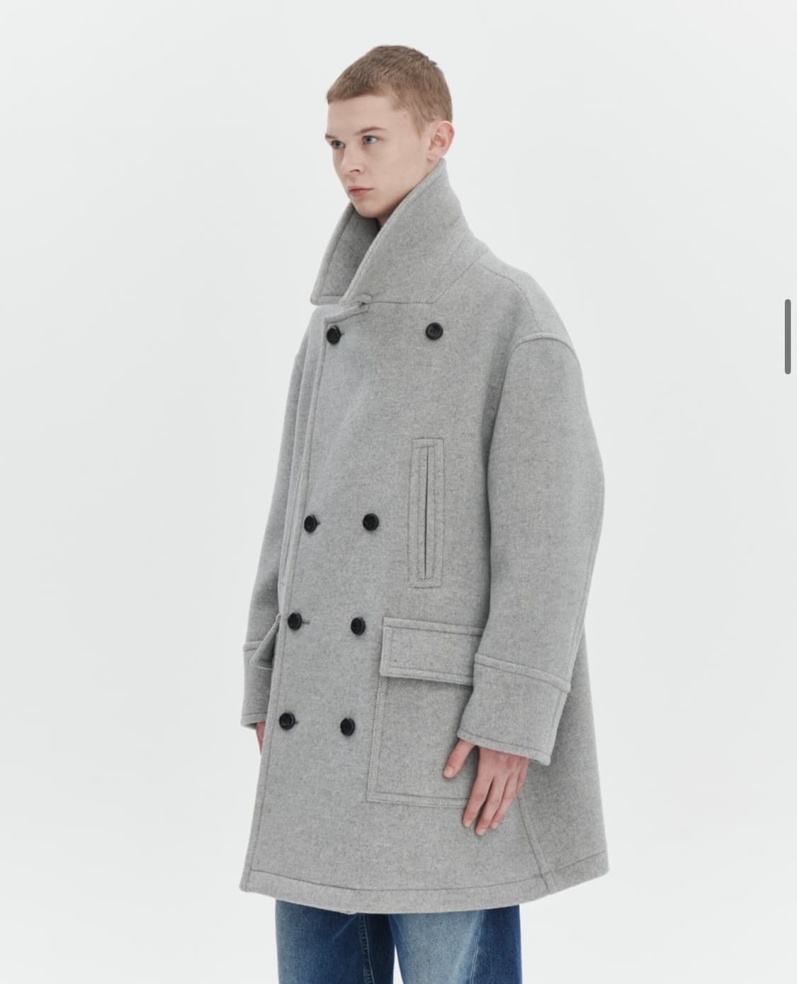 애프터프레이 셔먼 더블 피코트 스모크그레이 상품이미지3