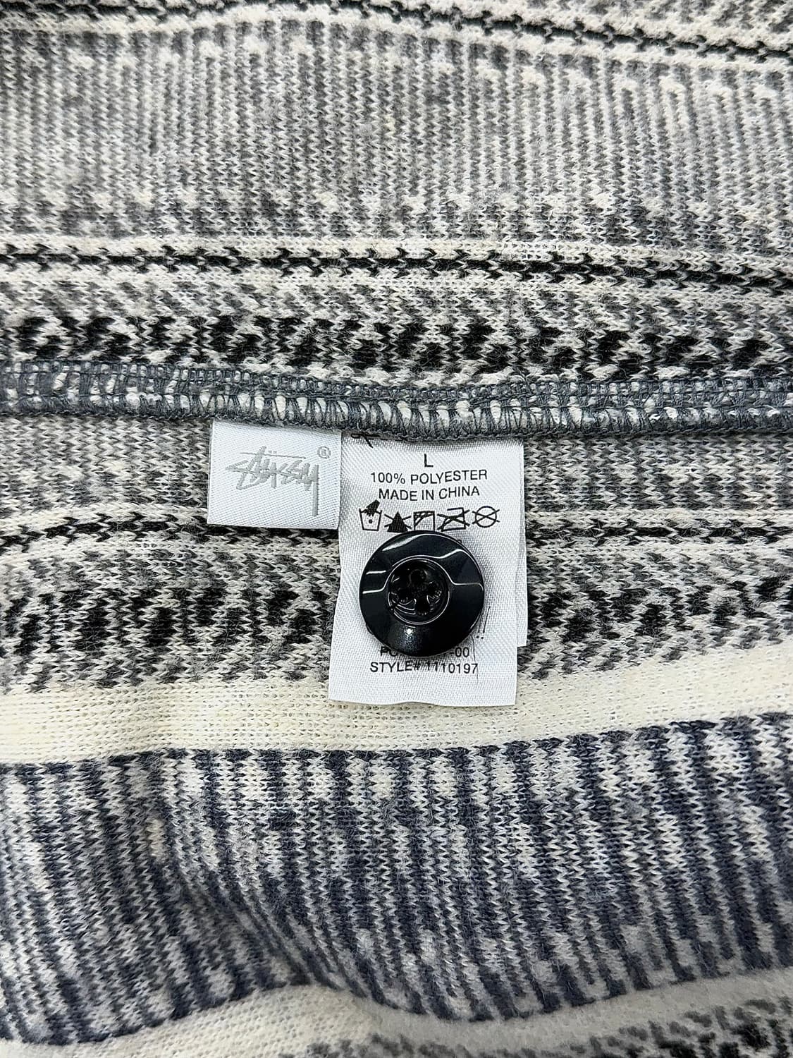 스투시 23fw 스트라이프 쉐르파 셔츠 차콜 상품이미지9