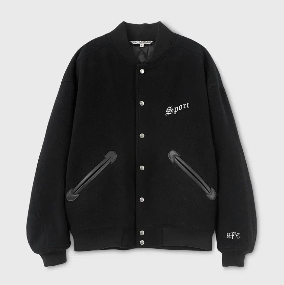 (L) 헤리티지플로스 바시티 자켓 블랙 상품이미지1