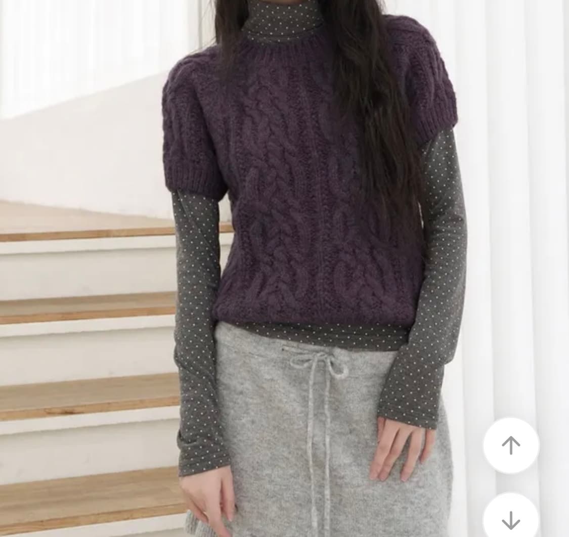 코브 울 케이블 니트 탑 퍼플 모리걸 빈티지 틸데서울 누마오치 바선생 상품이미지1