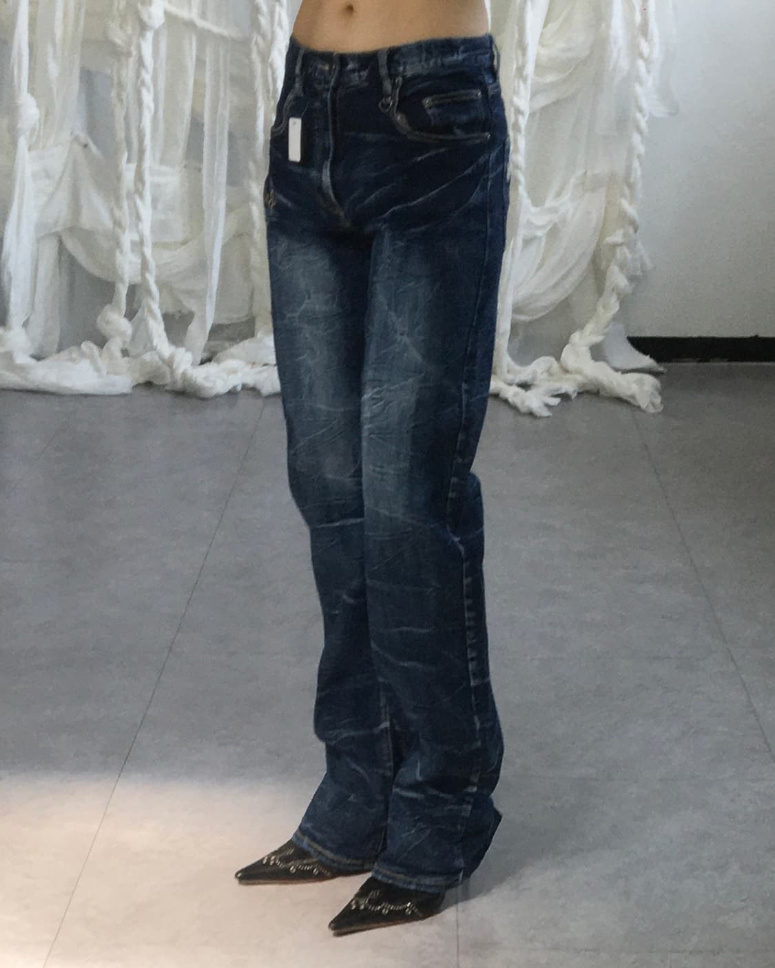 Back lettering patch point washing denim 상품이미지10