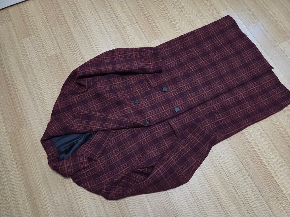 디앤써  오버사이즈 더블 브레스티드  체크 코트  상품이미지7