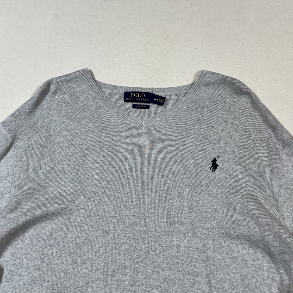 M) 폴로 랄프로렌 피마코튼 그레이 브이넥 니트 상품이미지3