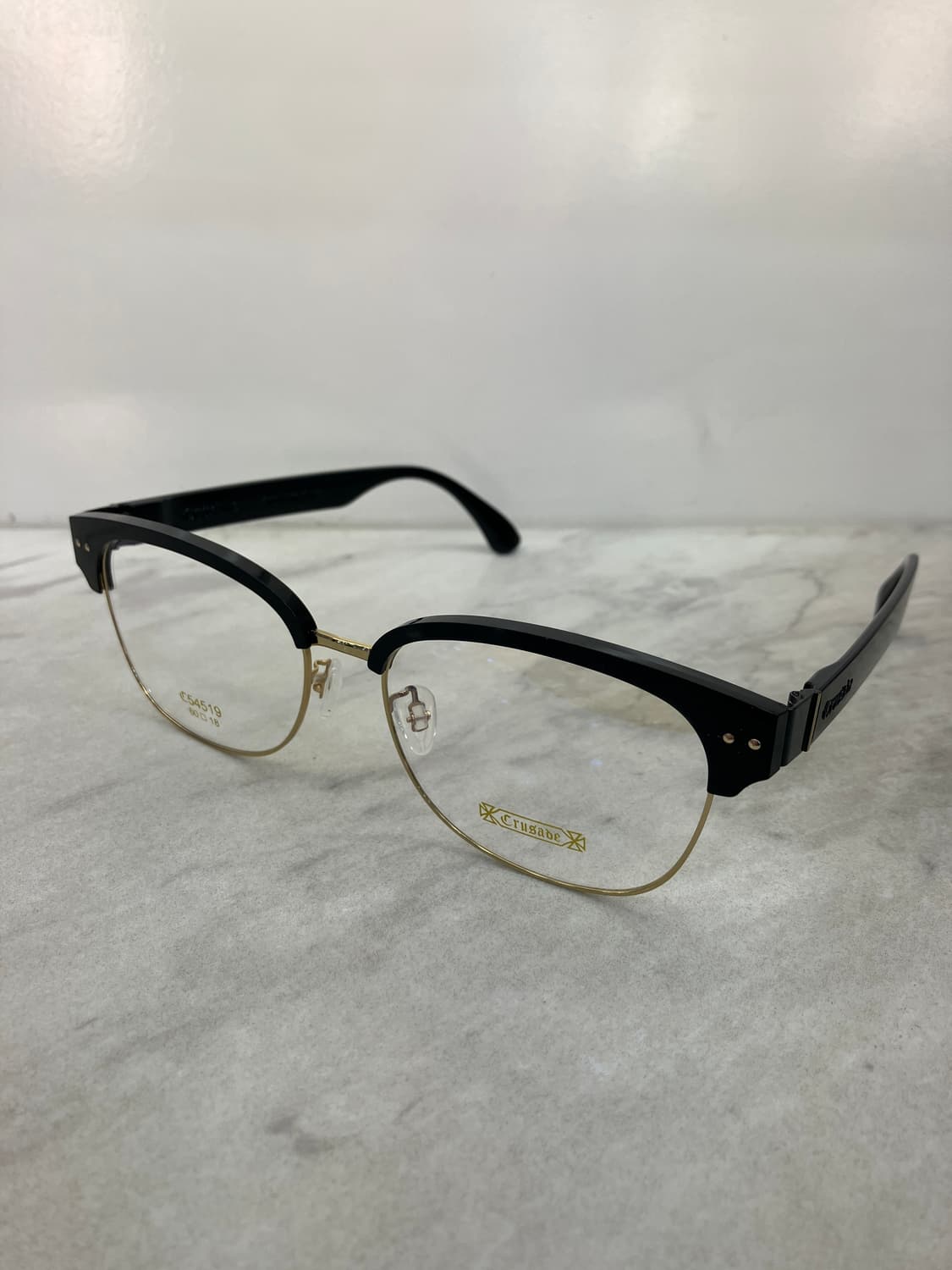 크루세이드 Crusade 빅 블랙 골드 와이드 하금테 안경 상품이미지10