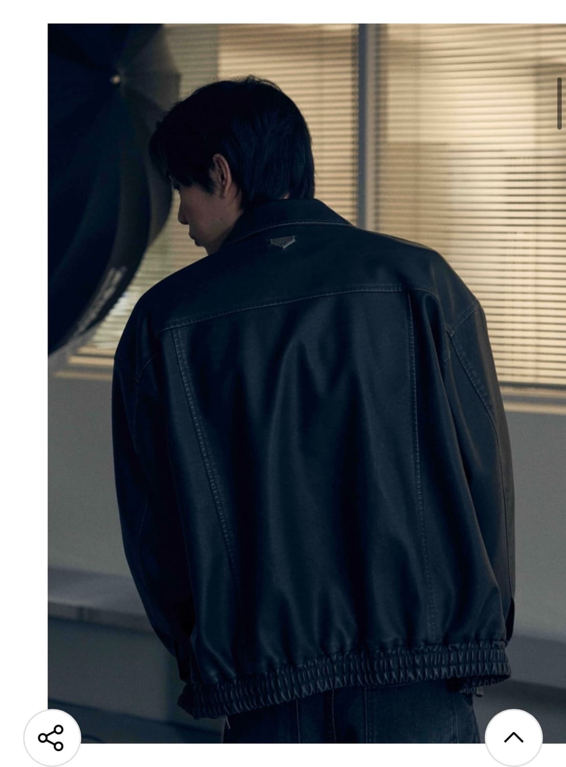 (새상품)(L) 레더리 워시드 레더 오버핏 블루종 자켓 판매 상품이미지6