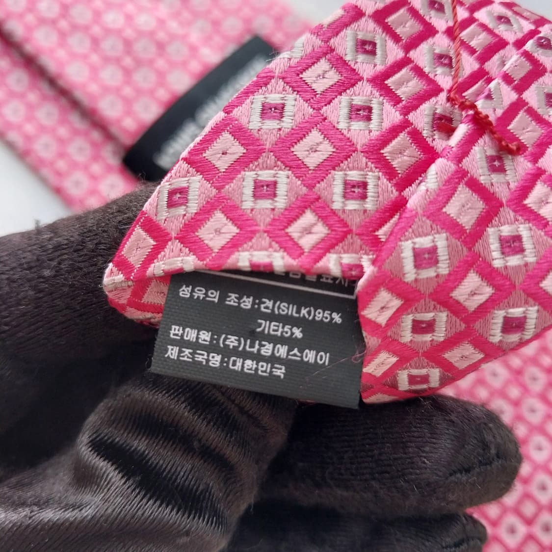 루이까또즈 실크 핑크 자카드 패턴 넥타이 9.1cm A+등급 K2343 상품이미지10