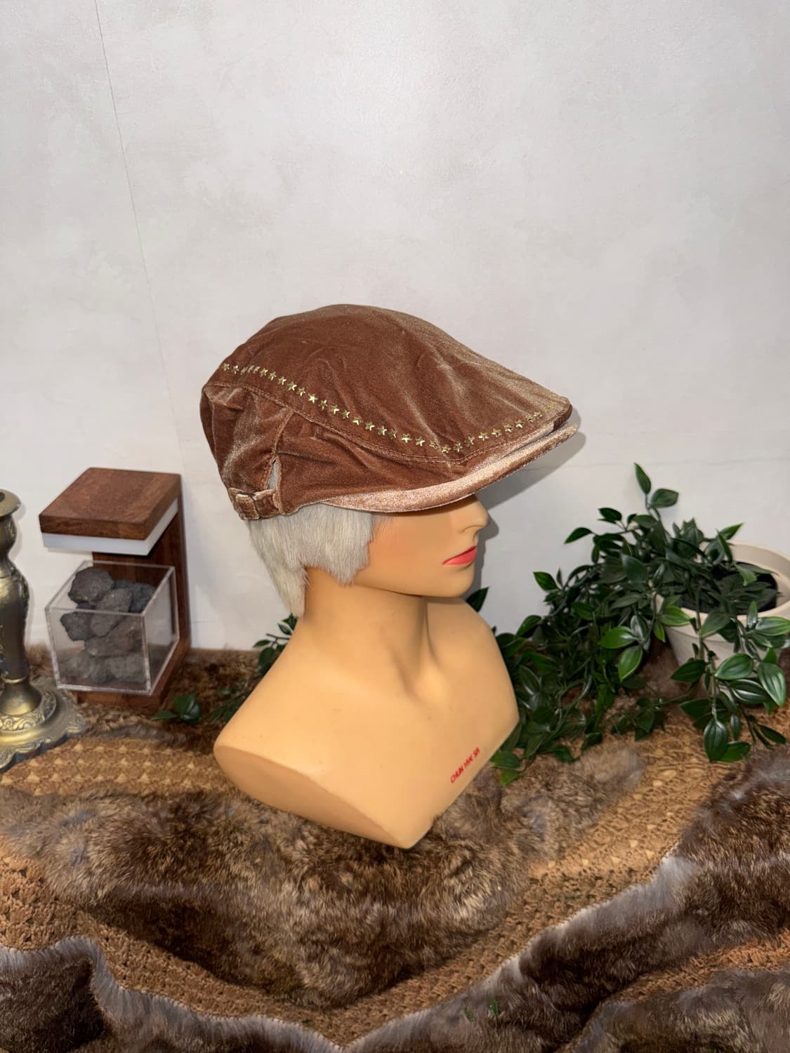 Brown velvet star stud hunting cap 상품이미지4