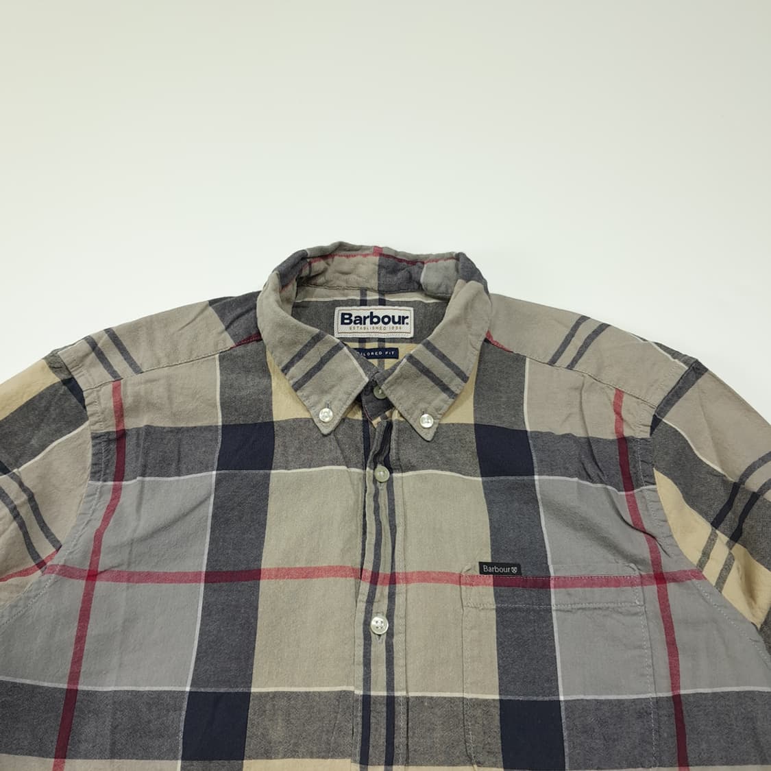 CL298 M 바버 버튼다운 타탄 베이지 셔츠 남방 상품이미지2