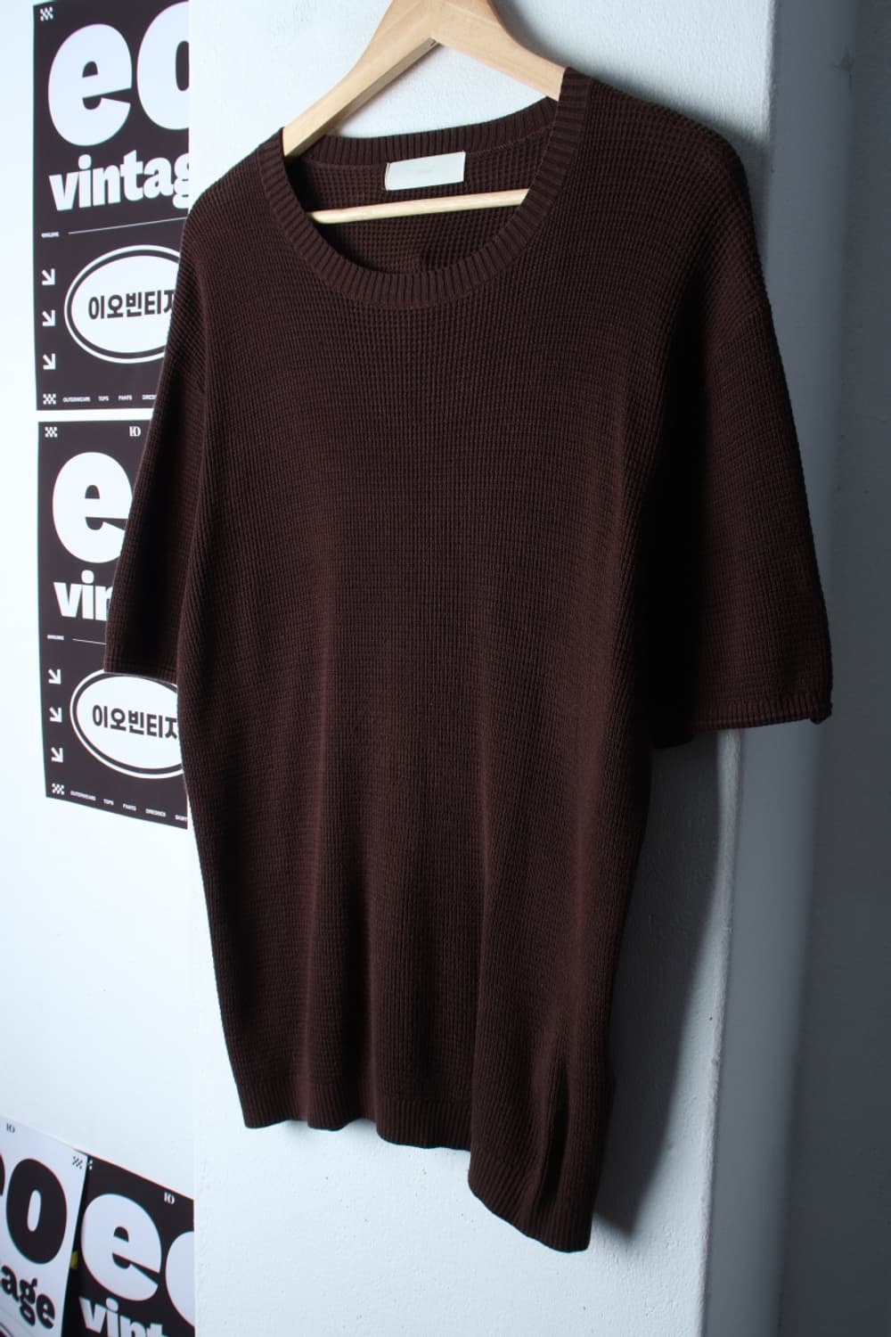 (M-XL) 미나브 반팔 티셔츠 니트 무지 브라운 놈코어-H33405 상품이미지1