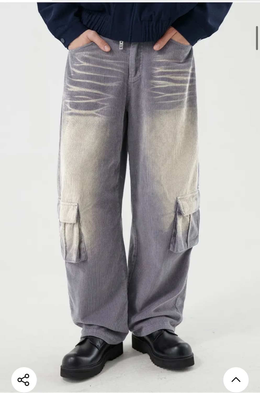 (L) 트릴리온 빈티지 워싱 코듀로이 와이드 카고 팬츠 (GRAY) 상품이미지5