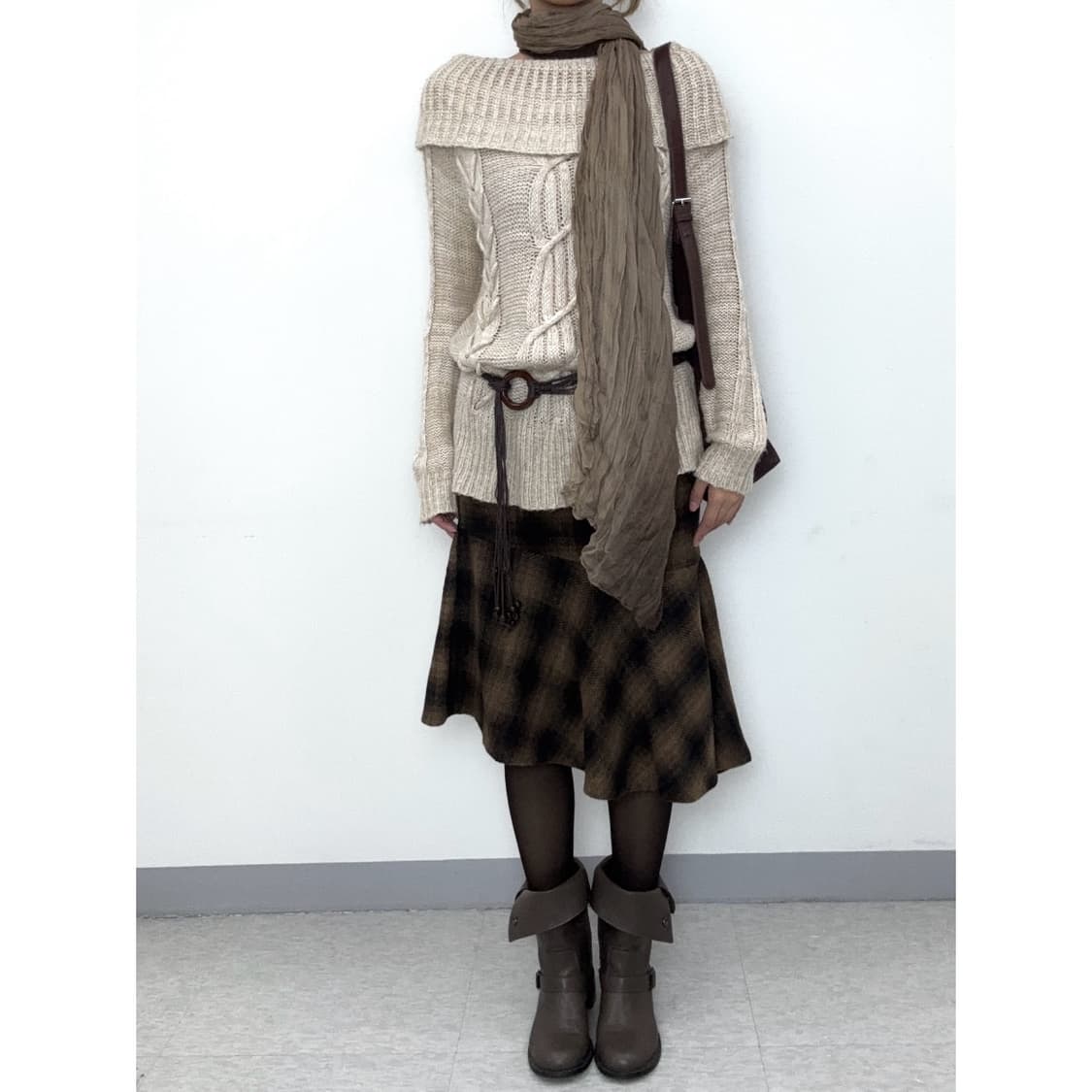 빈티지 브라운 머플러 상품이미지4