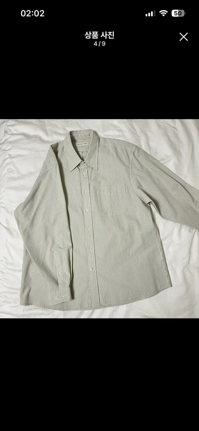토마스모어 프렌치 스트라이프 셔츠 - 그레이 그린 s 상품이미지2