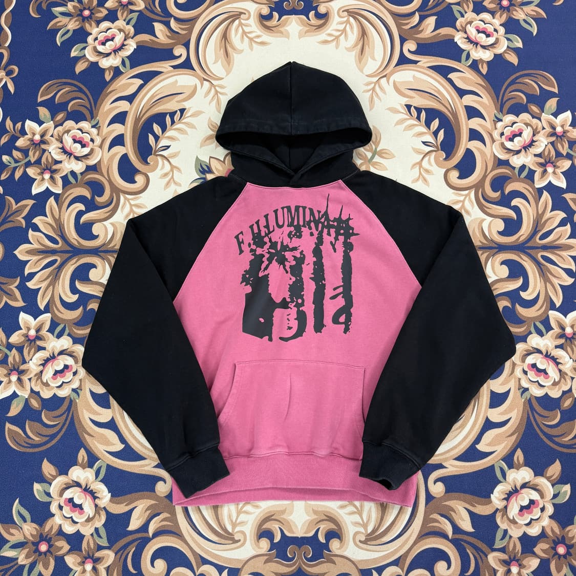 (S)필루미네이트 투톤 후드티셔츠(블랙,핑크) 상품이미지1